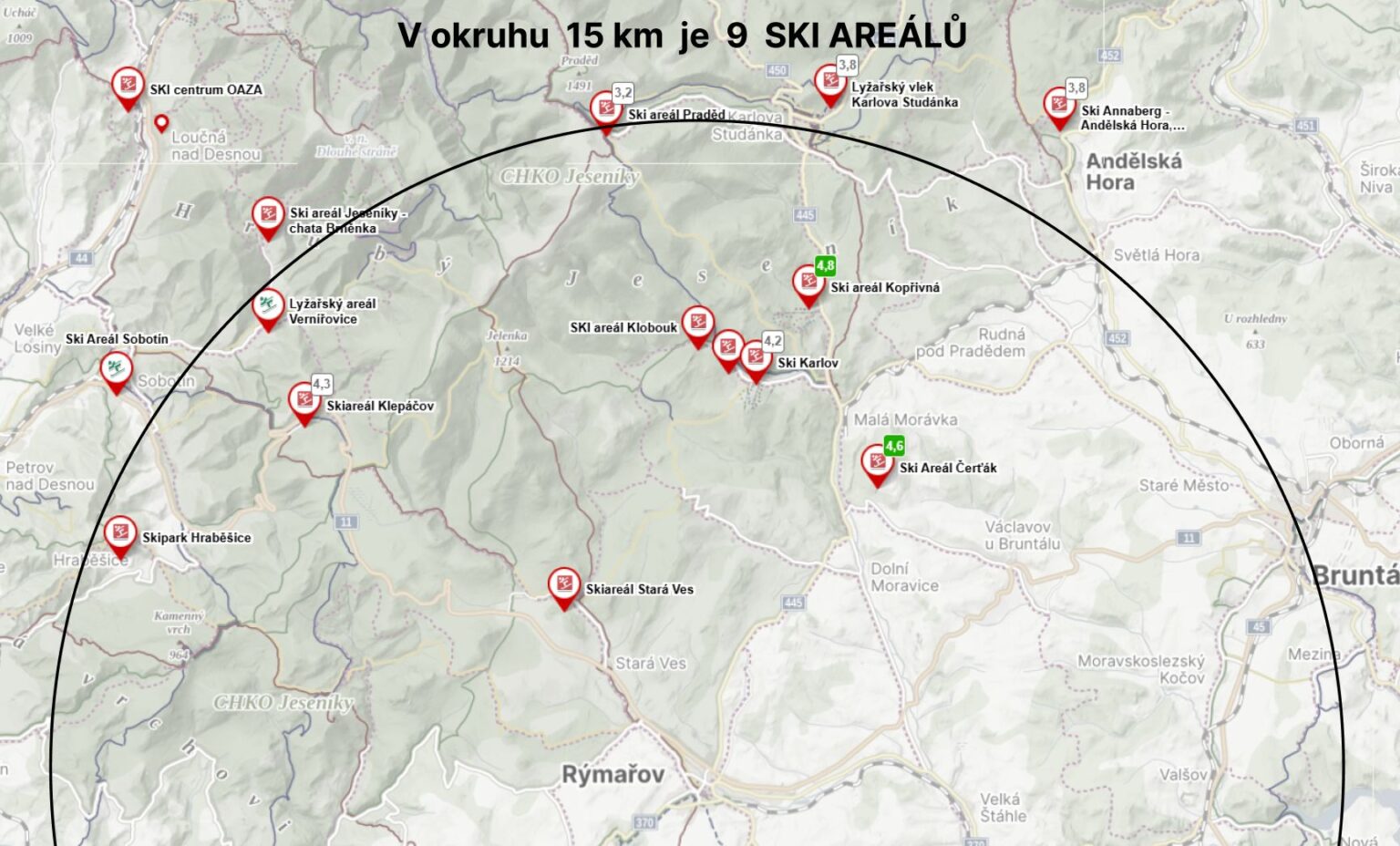 SKI mapa wellness house Jeseníky
